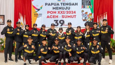 PJ Ribka Haluk Kukuhkan Kontingen Papua Tengah Mengikuti PON XXI Aceh-Sumut